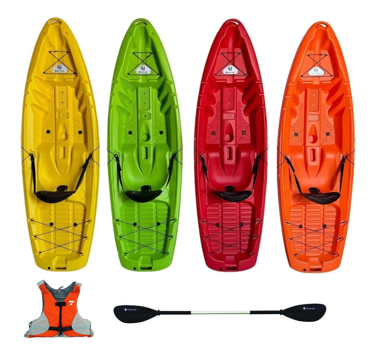 GIL 2.0 BIG MAMA KAYAK - kayak monoposto da 254 cm + seggiolino + pagaia + gilet salvagente