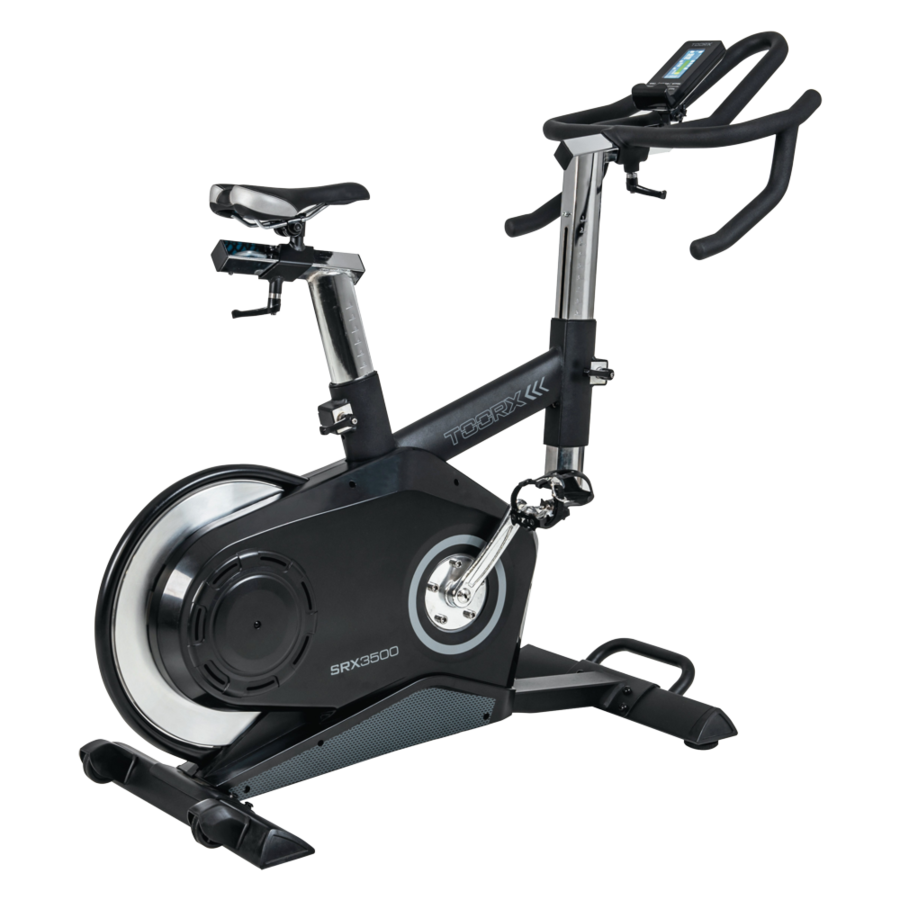 Gym Bike Elettromagnetica SRX-3500 HRC Volano Posteriore - Scatto Libero - Ricevitore Wireless e Fascia Cardio Inclusa -APP Ready- Linea Toorx Chrono PRO Line