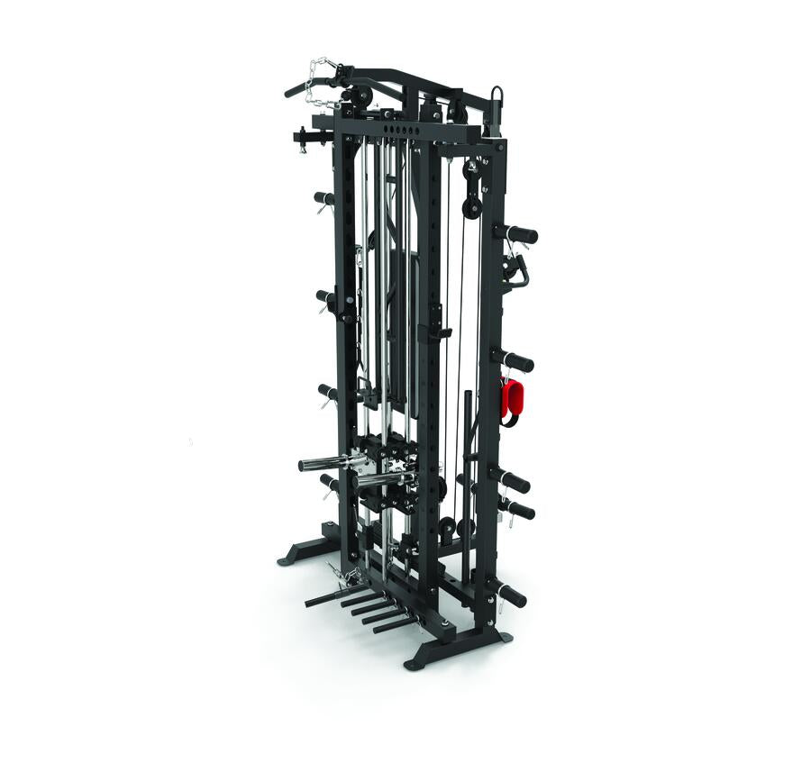 ASX-3000 Stazione multifunzione pieghevole a caricamento dischi all in one - Rack functional con traliccio per le trazioni + Smith machine + Lat machine & low row + Dual pulley TOORX