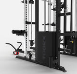 ASX-4000 Stazione multifunzione all in one pacco pesi 2 x 90 kg -Dual Pulley + Smith machine + Rack functional con traliccio per le trazioni e dip station TOORX