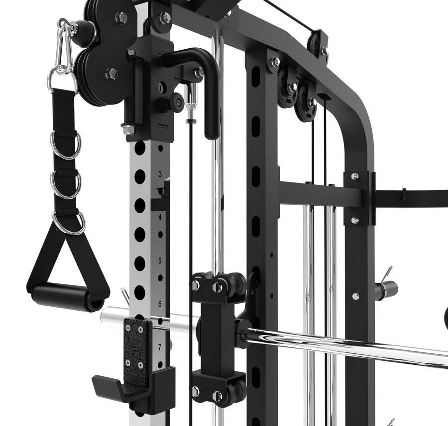 ASX-4000 Stazione multifunzione all in one pacco pesi 2 x 90 kg -Dual Pulley + Smith machine + Rack functional con traliccio per le trazioni e dip station TOORX