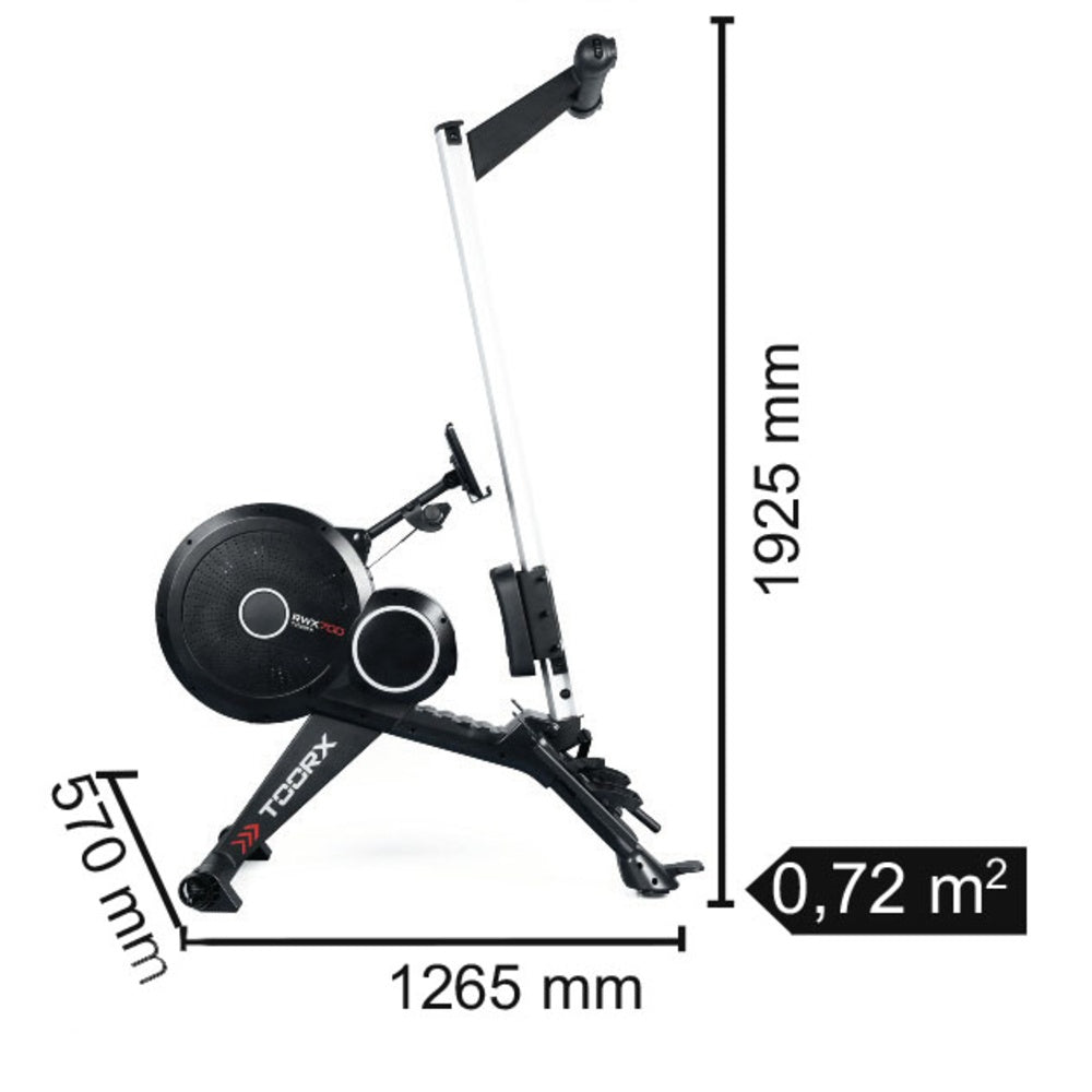 Vogatore RWX-700 Richiudibile Elettromagnetico Resistenza ad Aria con Ricevitore Wireless Linea Toorx Chrono Line Peso max utente; 150 kg Salvaspazio - TIMESPORT24