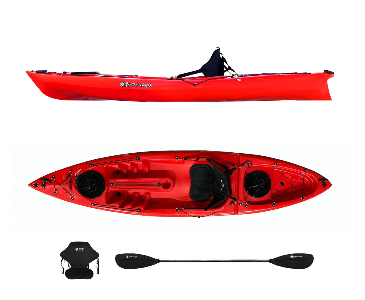 SINGLE SEAT KAYAK ACQUAPRIMA BIG MAMA KAYAK - 310 CM CANOE + 2 LOCKER + 1 PADDLE + 1 SEAT (FULL PACK) - RED 