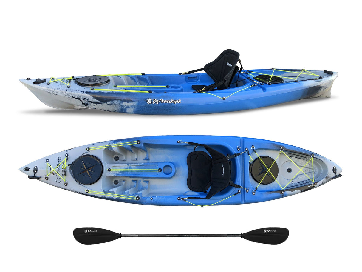 CANOE 1 SINGLE PLACE ACQUAPRIMA LIMITED EDITION BIG MAMA KAYAK, SINGLE SEAT 310 CM + 2 LOCKER + 1 FREE PADDLE (PACK 1) - BLUE SNAKE 