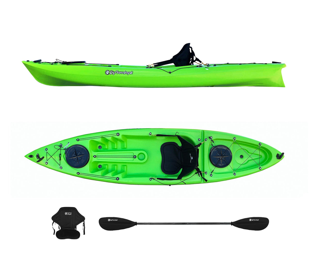 KAYAK POSTO SINGOLO ACQUAPRIMA BIG MAMA KAYAK - CANOA DA 310 CM + 2 GAVONE + 1 PAGAIA + 1 SEGGIOLINO (FULL PACK ) - VERDE