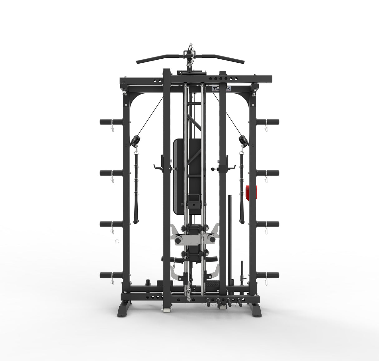 ASX-3000 All in one foldable multifunctional disc loading station - Rack functional with pylon for chin-ups + Smith machine + Lat machine &amp; low row + Dual pulley TOORX 