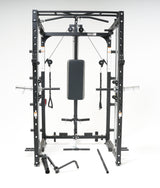 ASX-3000 All in one foldable multifunctional disc loading station - Rack functional with pylon for chin-ups + Smith machine + Lat machine &amp; low row + Dual pulley TOORX 