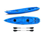 Two-seater canoe Mojito Big mama kayak - 380 cm - 2 adult seats + 1 seat + 2 lockers + 2 integrated wheels + 2 free paddles - LIGHT BLUE 