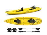 Two-seater kayak Mojito Big mama kayak - canoe 380 cm - 2 adult seats + 1 child seat + 2 lockers + 2 integrated wheels + 2 paddles + 2 seats - YELLOW 