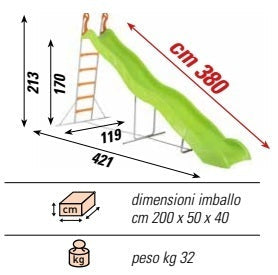 Scivolo Papaya Altezza 169 Cm - Lunghezza 380 Cm Cod.sc1335 Scivoli Offerta In Vendita Su Timesport24 - TIMESPORT24