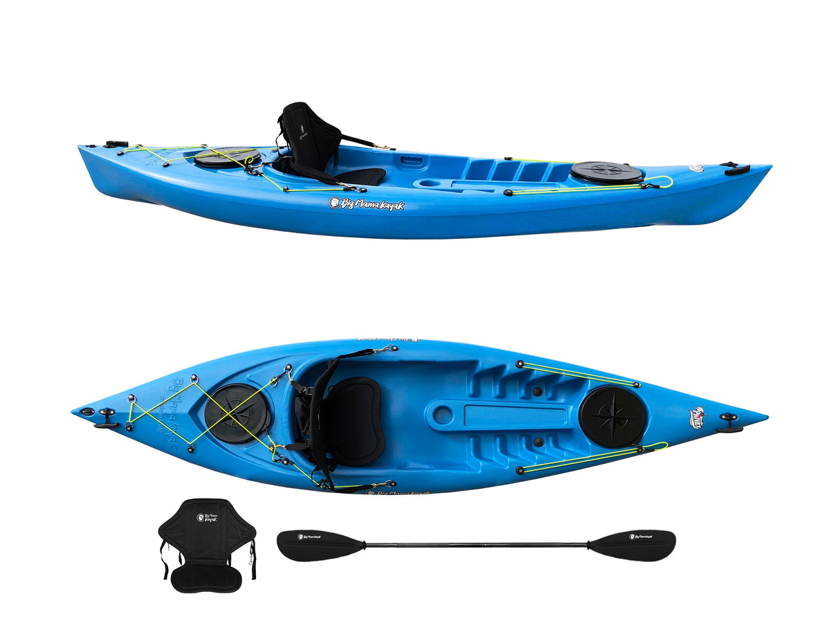 Kayak posto singolo Privat 2.0 Big Mama Kayak canoa monoposto 295 cm + 2 gavoni + 1 pagaia+ 1 seggiolino (FULL PACK) - AZZURRO