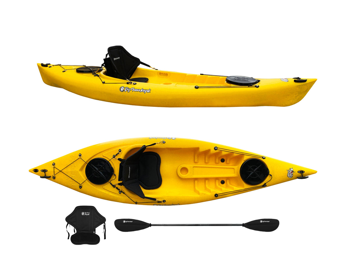 Kayak posto singolo Privat 2.0 Big Mama Kayak canoa monoposto 295 cm + 2 gavoni + 1 pagaia+ 1 seggiolino (FULL PACK) - GIALLO