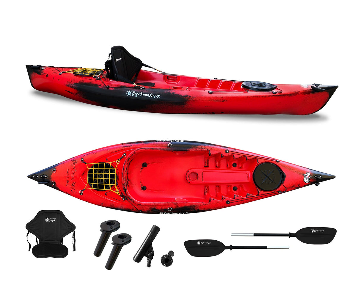 Kayak monoposto Privat 2.0 Fishing Limited edition Big Mama Kayak canoa da pesca 295 cm + 3 portacanne + 2 gavoni + 1 pagaia + seggiolino (FULL PACK) - ROSSO