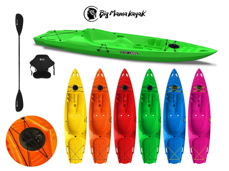 SINGLE SEAT KAYAK SKIPPY 2.0 EXPEDITION BIG MAMA KAYAK CANOE OF 305 KAYAK WITH 1 ADULT PLACE + 1 CHILD PLACE + 1 PADDLE + CHILD SEAT (FULL PACK) 