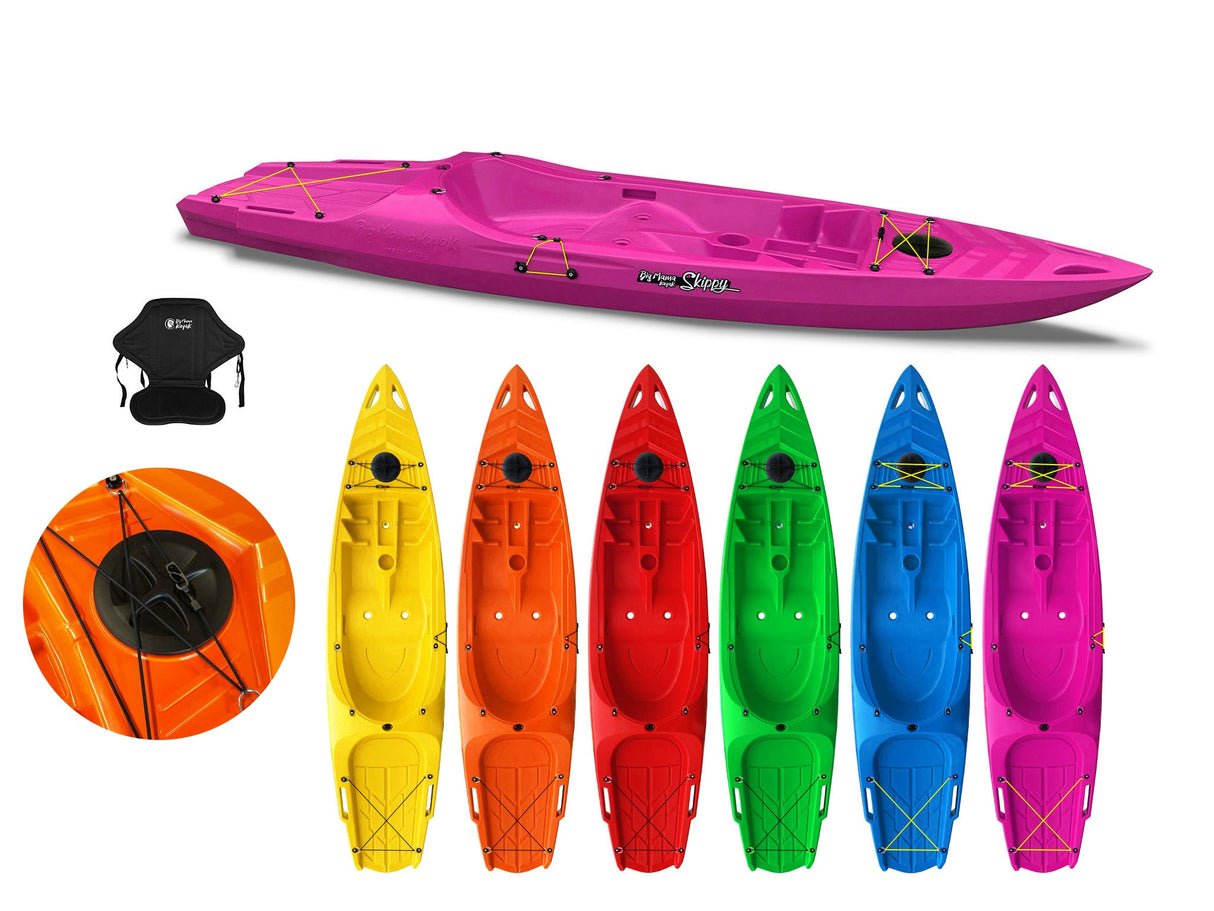 KAYAK MONOPOSTO SKIPPY 2.0 EXPEDITION BIG MAMA KAYAK CANOA 305 CM 1 POSTO ADULTO + 1 POSTO BAMBINO + 1 SEGGIOLINO (PACK 2) - TIMESPORT24