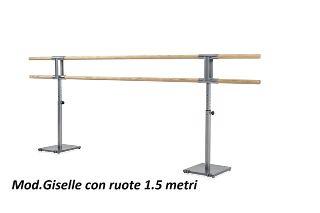 Sbarra Danza Mod.giselle Con Ruote Base In Acciaio Mobile Con Doppia Sbarra Da 1.5 Metri - 10 Altezze Regolabili Cod.30591923 Dinamica Ballet - TIMESPORT24