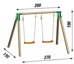 Altalena In Legno IRIS 2 Posti - Altezza 190 Cm Cod.al1343 Altalene Offerta In Vendita Su Timesport24 - TIMESPORT24