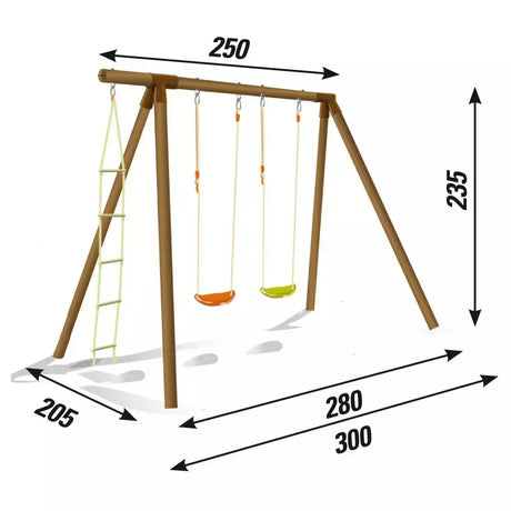 Set Fio Altalena Giochi In Legno ; 2 Altalene + Scala In Corda - Altezza 235 Cm Cod.als1349 Altalene Offerta In Vendita Su Timesport24 - TIMESPORT24