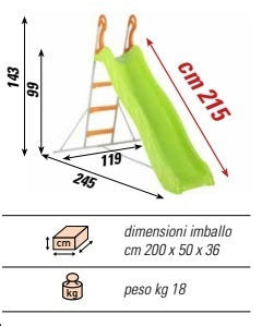 Scivolo Guarana' Altezza 144 Cm - Lunghezza 215 Cm Cod.sc1333 Scivoli Offerta - TIMESPORT24