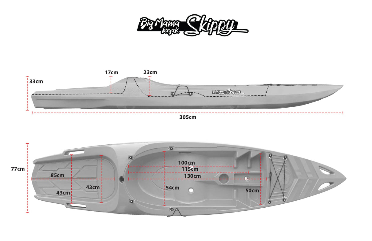 KAYAK MONOPOSTO SKIPPY 2.0 BIG MAMA KAYAK CANOA 305 CM 1 POSTO ADULTO + 1 POSTO BAMBINO + 1 PAGAIA (PACK 1) - TIMESPORT24