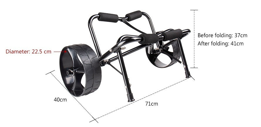 Canoe trolley Foldable structure - Double base - 22.5 cm wheels Tr002 