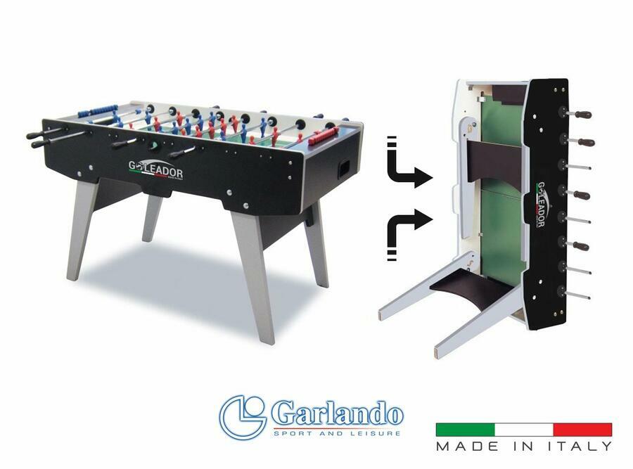 Calciobalilla Goleador Evolution Nero con Aste Rientranti, Gambe Pieghevoli - cod.Goleadevorcvl Piano di Gioco in Vetro- biliardino Garlando - TIMESPORT24