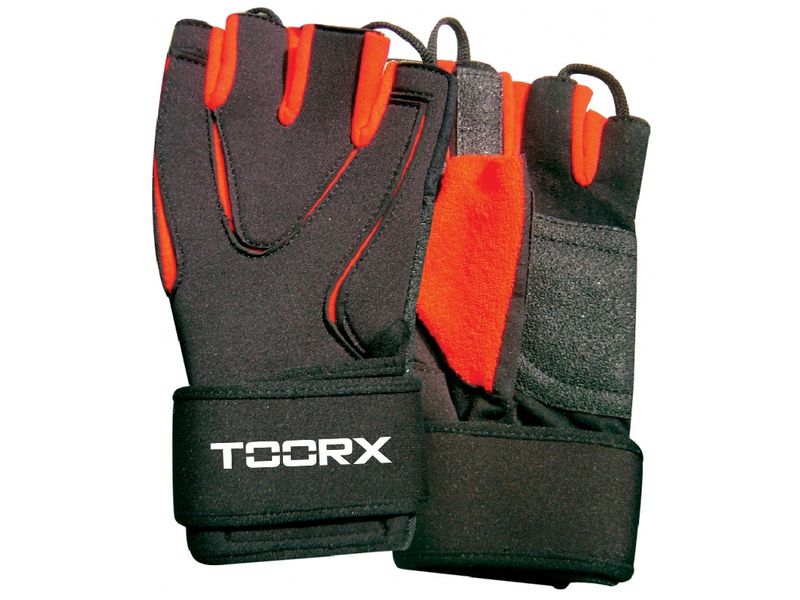 Guanti Professionali Neoprene, Lycra Pelle Scamosciata Taglia XL - Nero-Rosso Linea Toorx cod. AHF-036 - TIMESPORT24