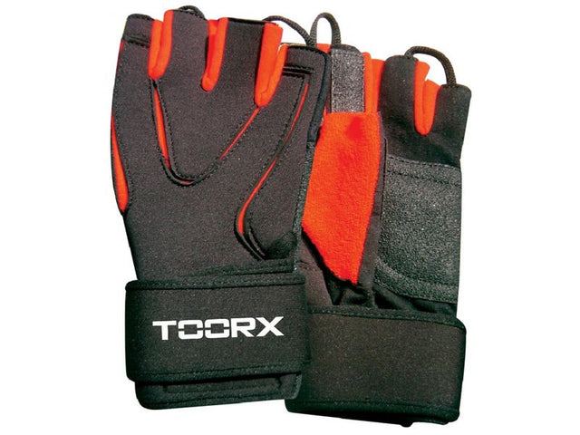 Guanti Professionali Neoprene, Lycra Pelle Scamosciata Taglia M - Nero-Rosso Linea Toorx cod. AHF-088 - TIMESPORT24