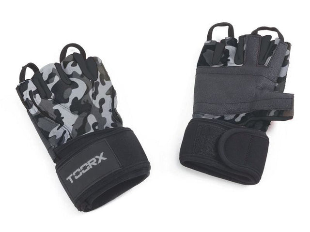 Guanti Professionali Neoprene, Lycra Pelle Scamosciata Taglia XL - Nero-Camouflage Artic Linea Toorx cod. AHF-246 - TIMESPORT24